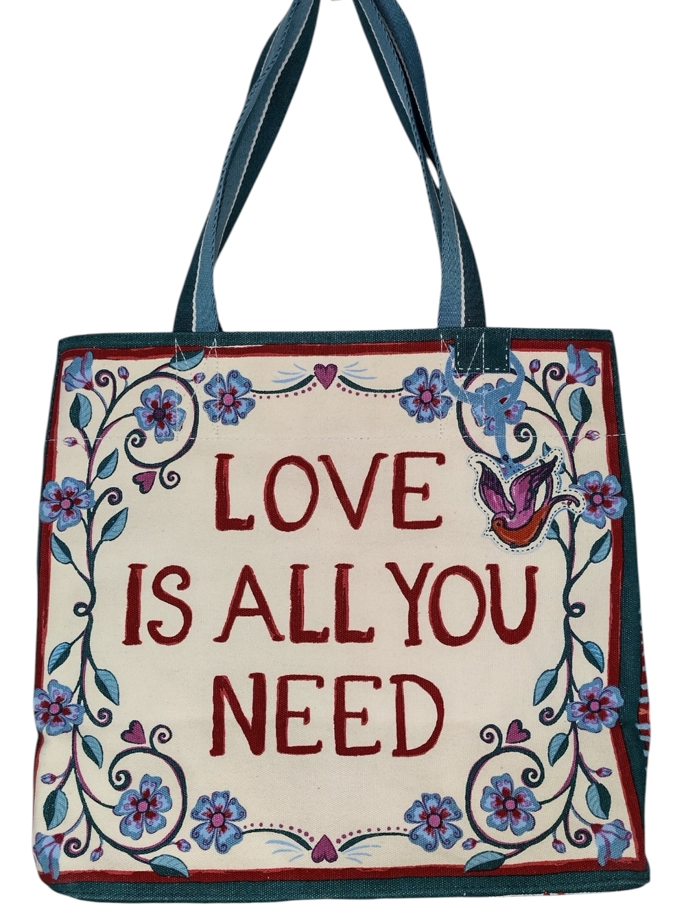 Brighton LOVE IS ALL YOU NEED Bella Tile Embroidered Canvas Tote Bag